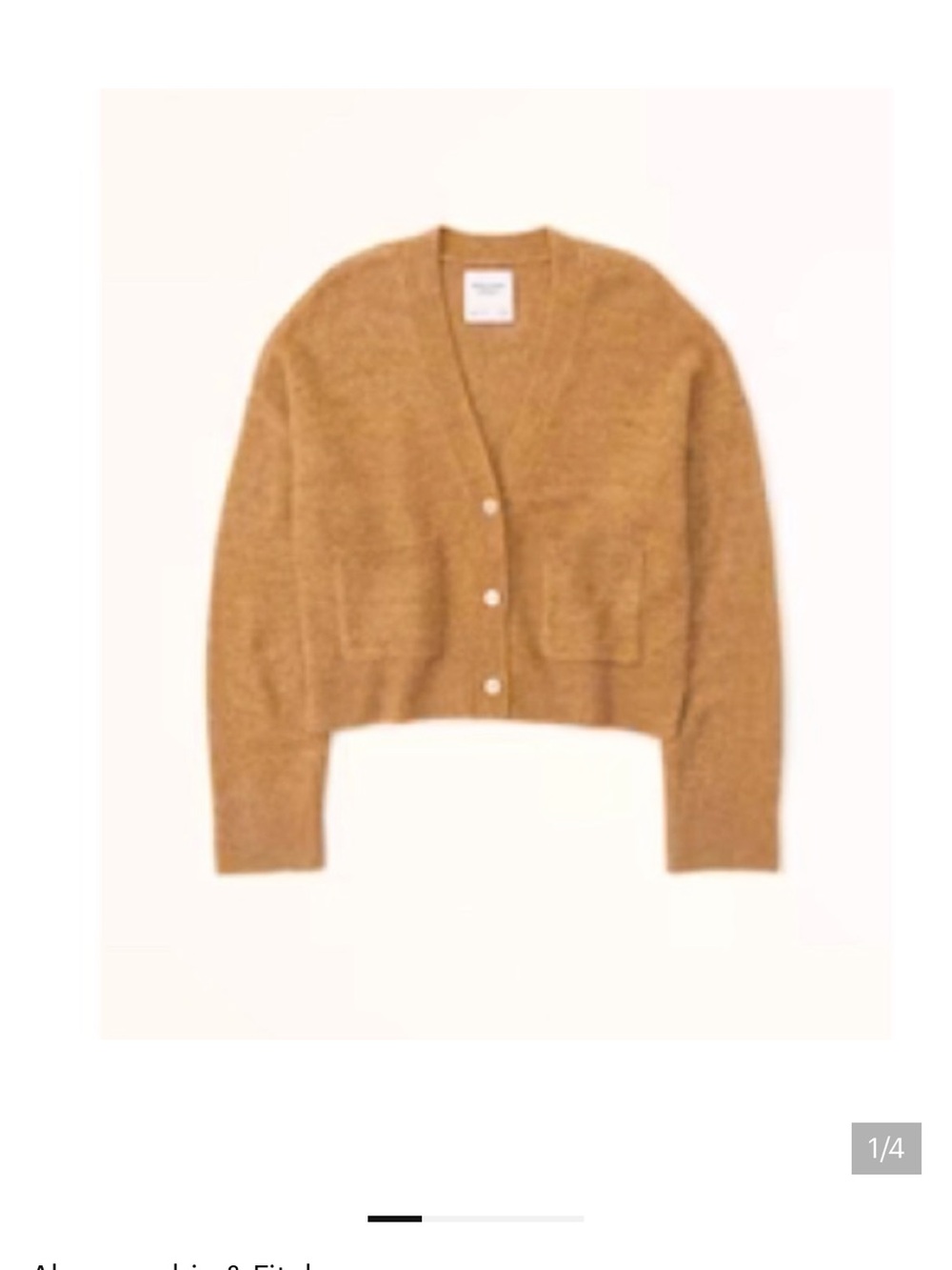 Abercrombie & Fitch V-Neck Cardigan Sweater in Camel - Picture 2 of 8